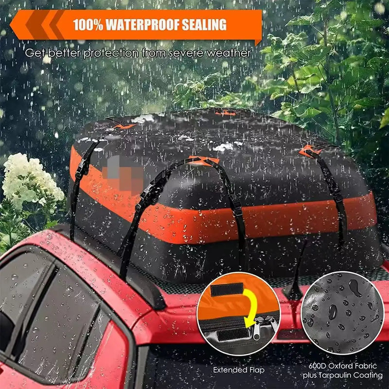 Sac de Toit Voiture Étanche 600D 112x87x44 cm Coffre Souple Sans Galerie
