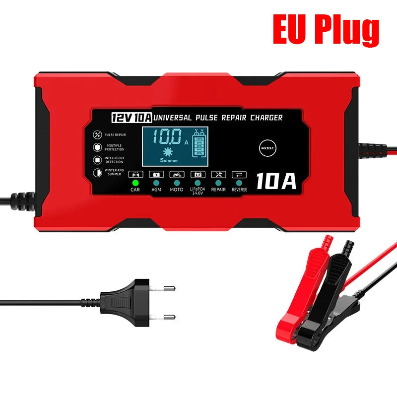 Chargeur de Batterie Voiture 12V 10A Intelligent LiFePO4 AGM Gel