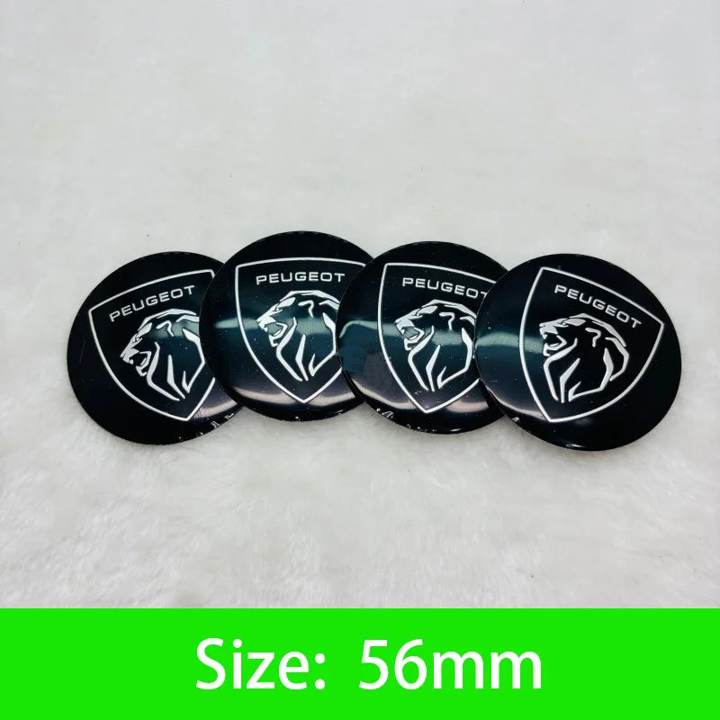 Autocollants Emblème de Moyeu Peugeot Lion 56 60 65 mm Lot de 4