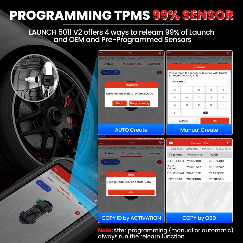 TPMS Tool Launch Creader 5011 V2 Tire Sensor Diagnostic