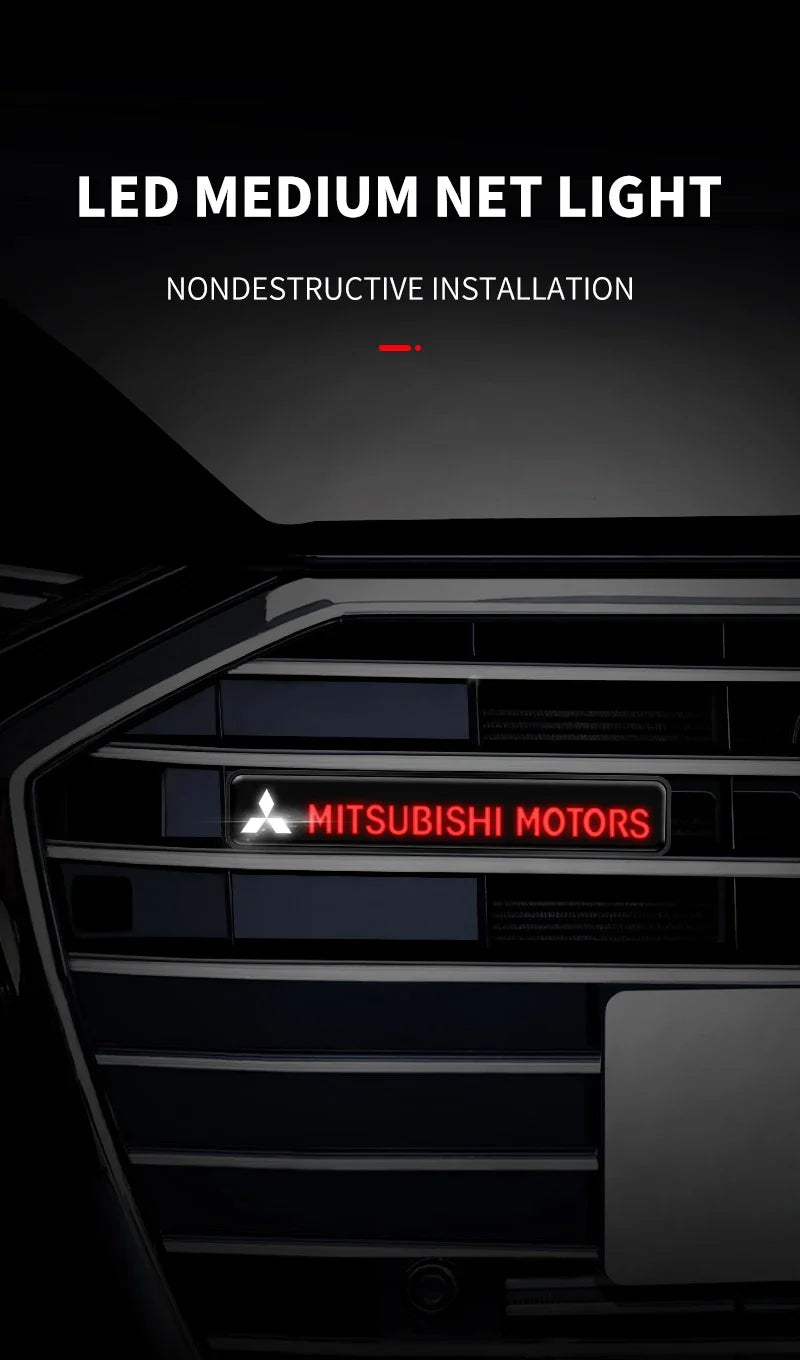 Emblème de Calandre Mitsubishi Motors Lumineux LED Logo Rouge pour ASX Lancer Pajero Outlander L200 Eclipse Delica