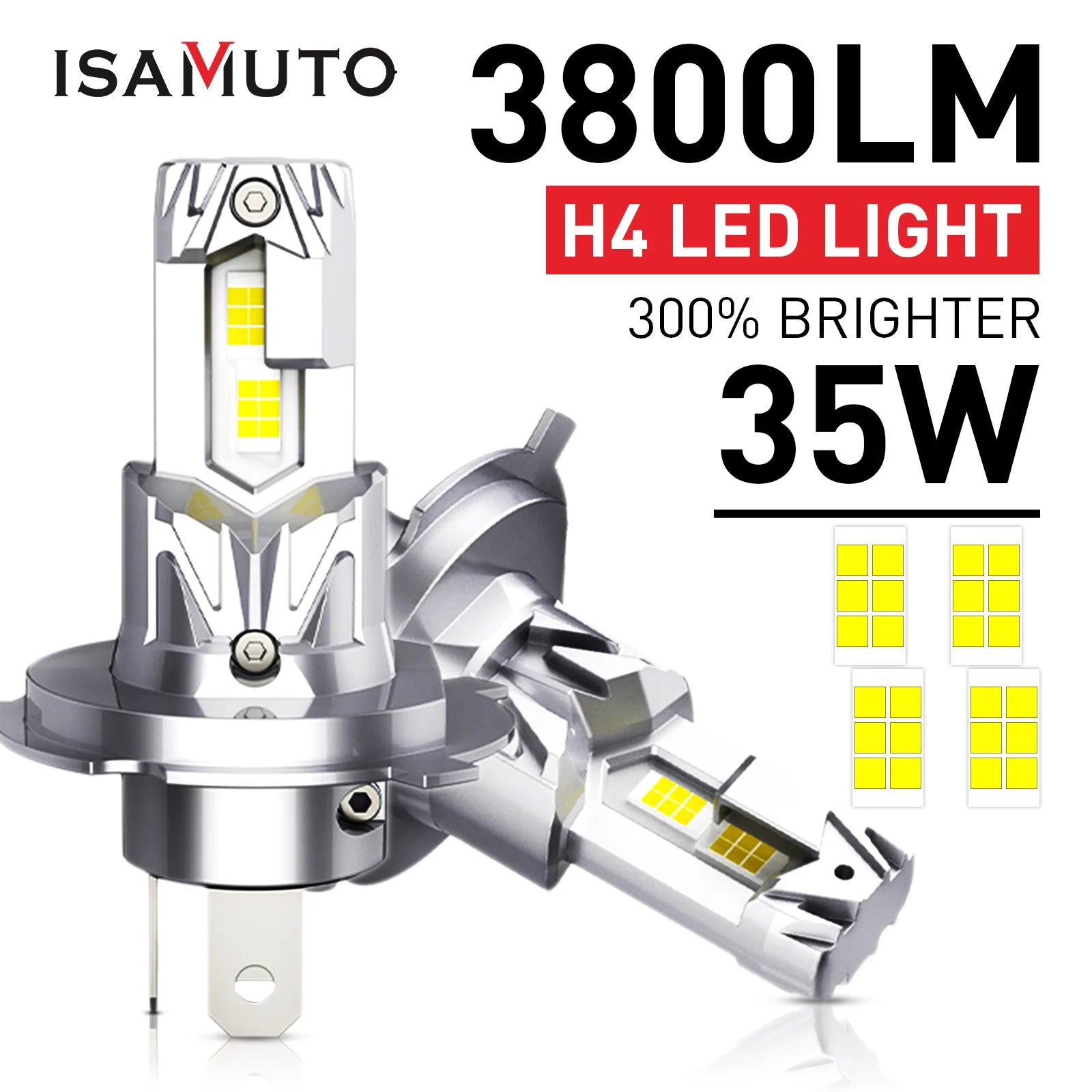 Ampoule LED Phare Mini Sans Fil H7 H4 6500K Universelle