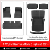 Tapis de Sol Tesla Model 3 Highland 2024-2026 TPE Ensemble 3 à 12 Pièces Simple ou Double Couche