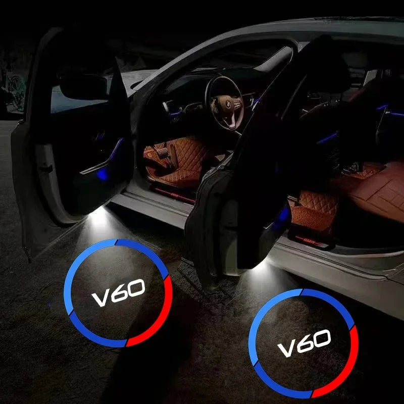 Projecteur Porte Volvo V60 2013-2024 LED, Lot de 2, 8 Motifs, Remplacement Direct