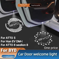 Projecteur Porte BYD Atto 3, Han EV et DM-i, Atto 8, Sealion 8, Lumière de Bienvenue HD, Lot de 2, 8 Motifs