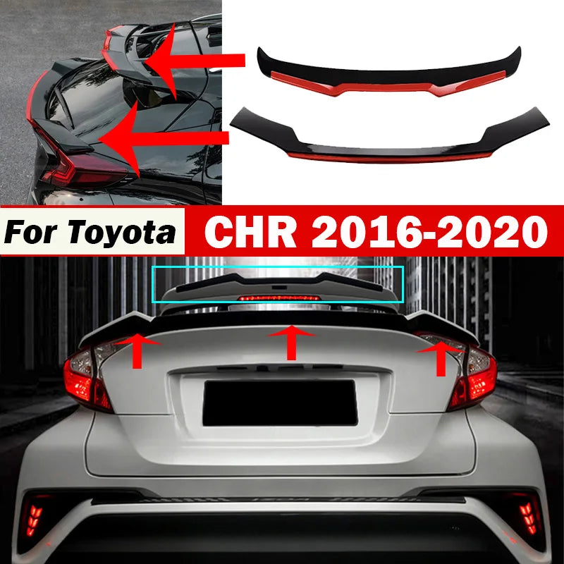 Becquet Toyota C-HR 2016-2020 de Toit ou de Coffre, Noir Brillant, Noir et Rouge ou Noir et Blanc