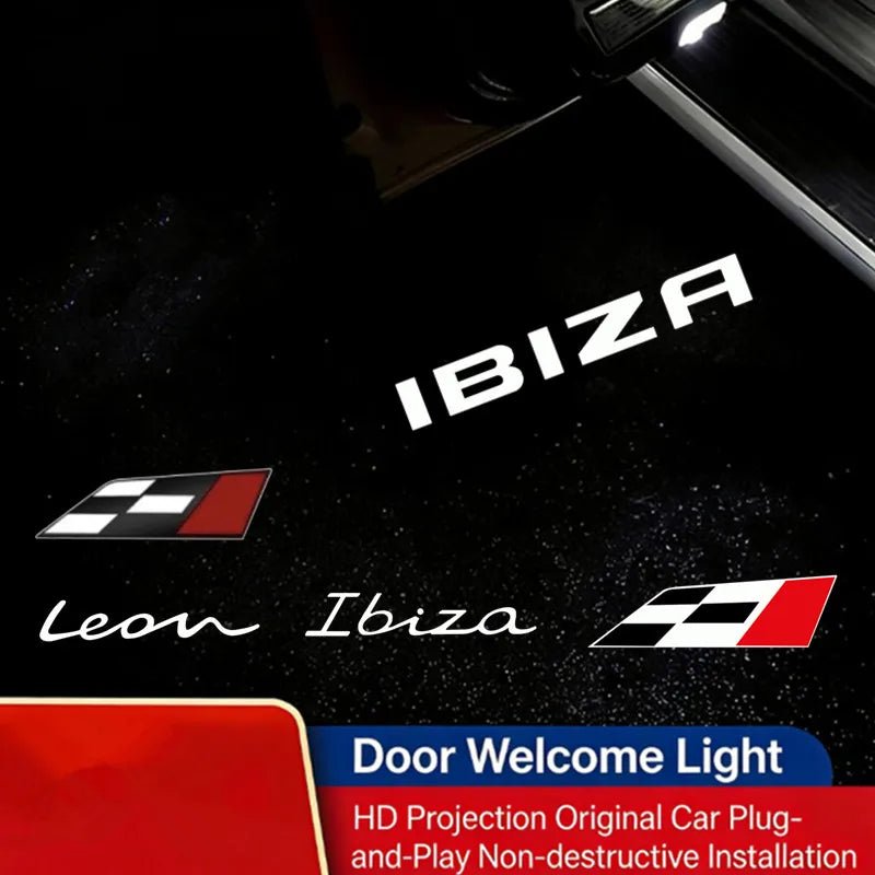 Projecteur Porte Seat Sans Fil, Lot de 2, Ibiza Leon Ateca Arona FR Cupra, 6 Motifs