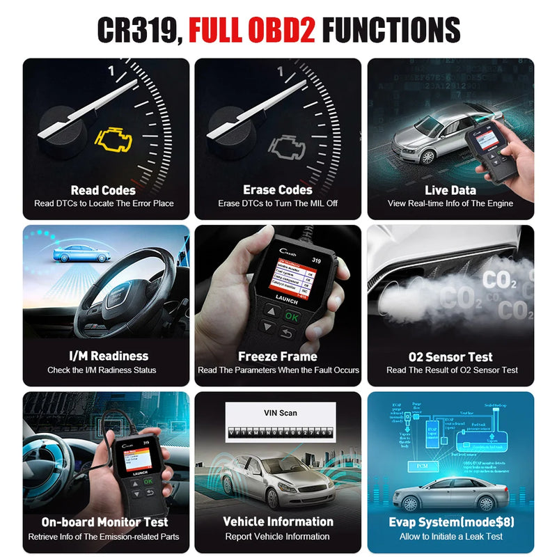 OBD2-Codeleser Launch Creader CR319 Motorkontrollleuchte