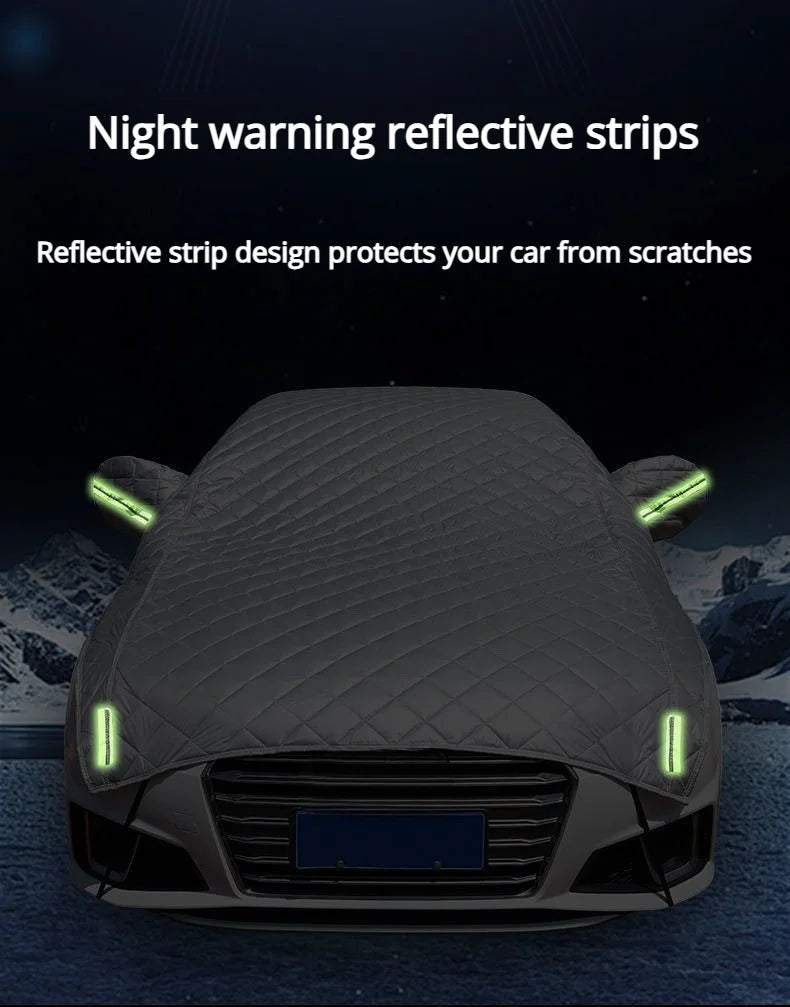Demi-Housse de Protection Voiture Matelassée Toutes Saisons Bandes Réfléchissantes