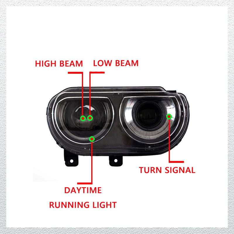 Phares LED Dodge Challenger 2008-2014 Kit Complet Feux de Jour Dynamiques Clignotants