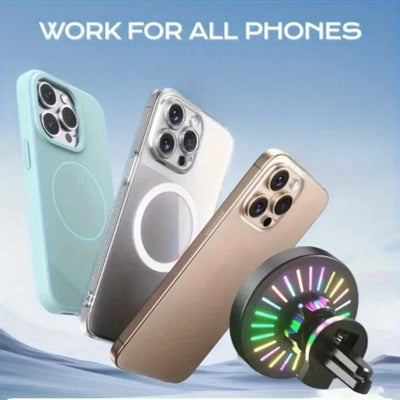Support Téléphone Voiture Magnétique Anneau RGB Charge Rapide