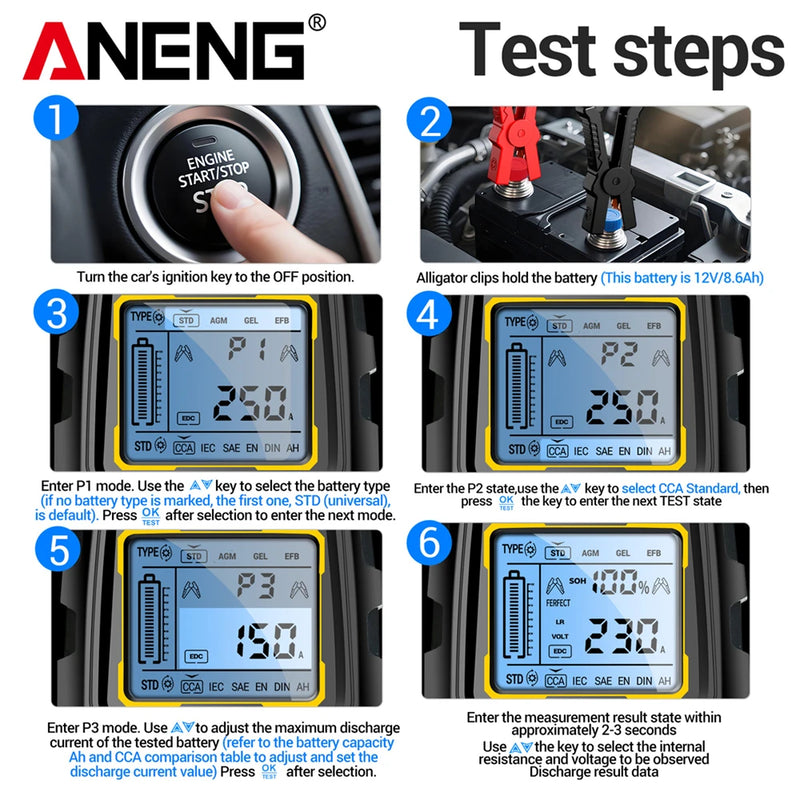 ANENG BT175 12V 24V Car Battery Tester 50-1999 CCA