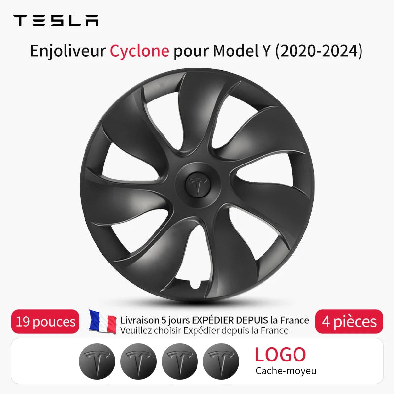 Enjoliveurs Tesla Model Y 19 Pouces 2020-2024 (Lot de 4)