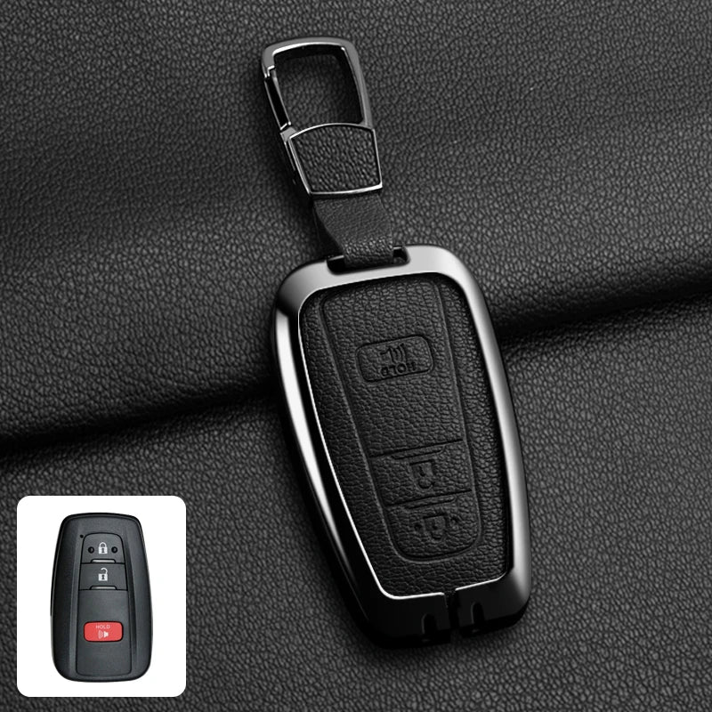 Étui de Protection Clé Toyota C-HR RAV4 Corolla Prius Camry Alliage de Zinc et Cuir
