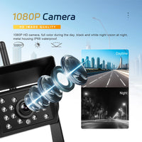 Caméra de Recul Sans Fil Podofo avec Écran 7 Pouces IPS, 1080P, Vision Nocturne et Étanche IP68 pour Camping-Car et Camion