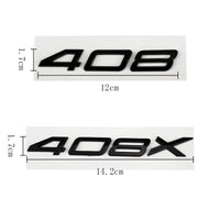 Logo Peugeot 208, 308, 408, 408X, 508 et 508L en ABS 3D, Emblème Lettres de Coffre Noir Brillant, Argent ou Gris