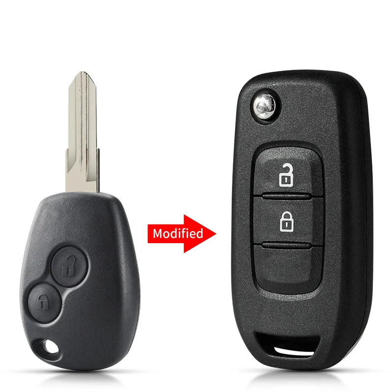 Coque de Clé Renault Mégane Clio Duster Kangoo Modus Twingo Dacia Sandero Logan Nissan Kubistar Clé Rabattable Modifiée