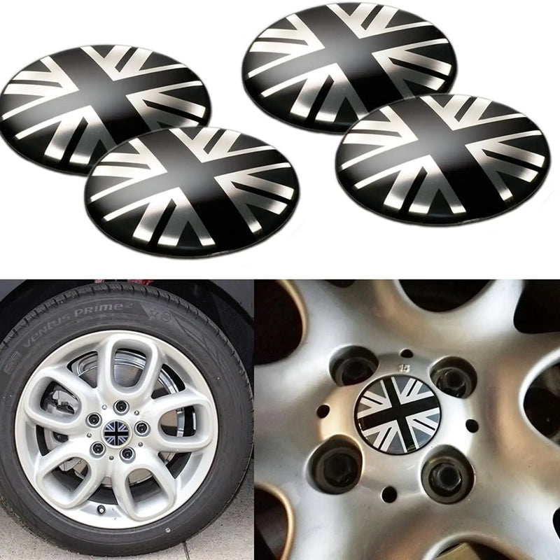 Cache-Moyeu Mini Cooper R50 R53 R55 R56 R57 R58 R59 R60 R61 F54 F55 F56 F57 F60 Damier ou Union Jack 4 Pièces