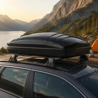 Coffre de Toit 340 L Rigide en ABS Ouverture Double Face avec 2 Sangles Renforcées pour Berlines et SUV