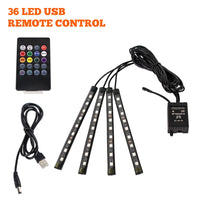 Éclairage d'Ambiance LED RGB 72 Diodes Bluetooth Voiture