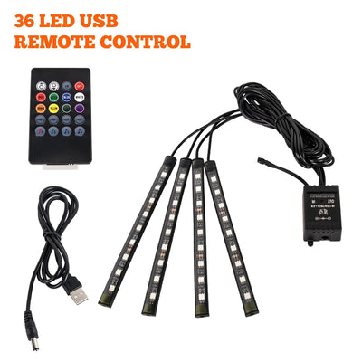 Éclairage d'Ambiance LED RGB 72 Diodes Bluetooth Voiture