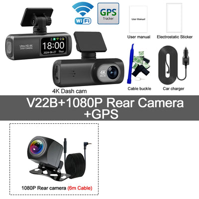 Dashcam Kocam V21 4K GPS Wi-Fi Double Objectif