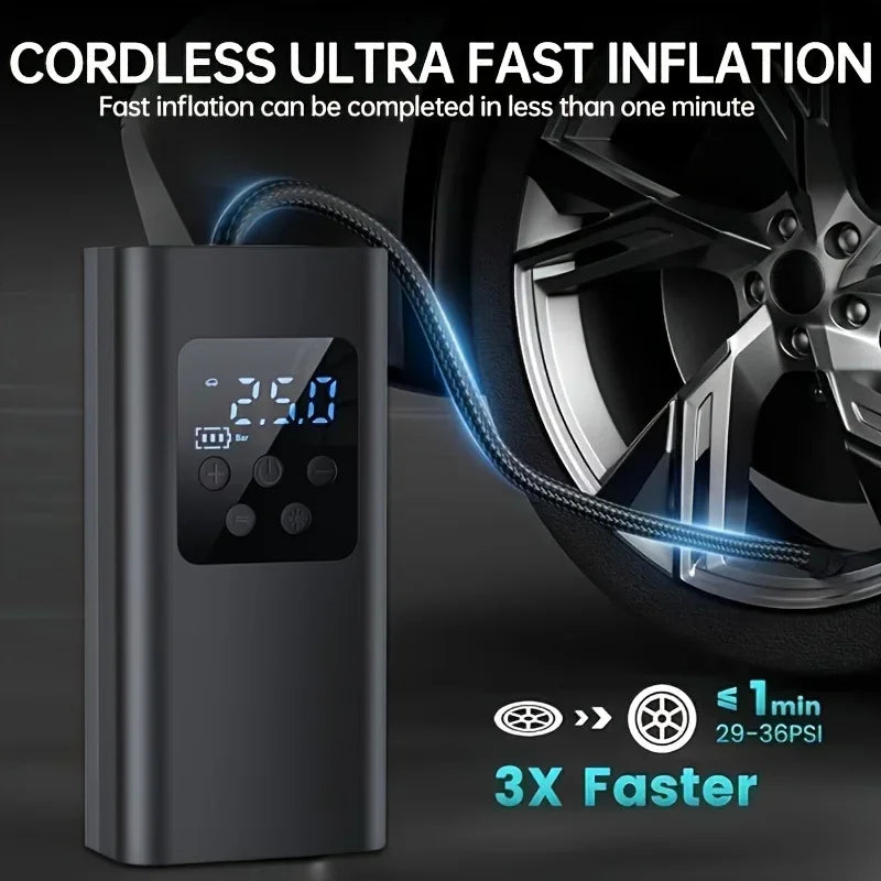 Gonfleur de Pneu Sans Fil Compact Lampe LED Arrêt Automatique
