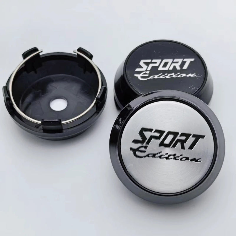 Cache-Moyeux Universels Édition Sport 60mm Noir Argent — vue de profil