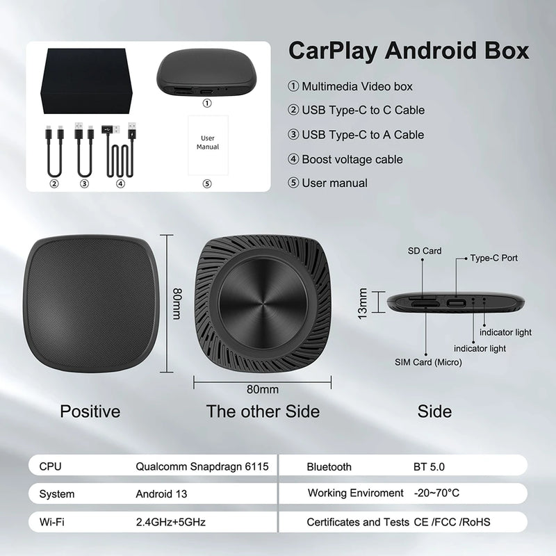 Boîtier CarPlay Renault AI Box 4G 64 Go GPS Sans Fil