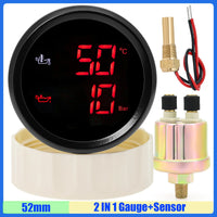 Jauge 52 mm Température et Pression d'Huile LED 2 en 1