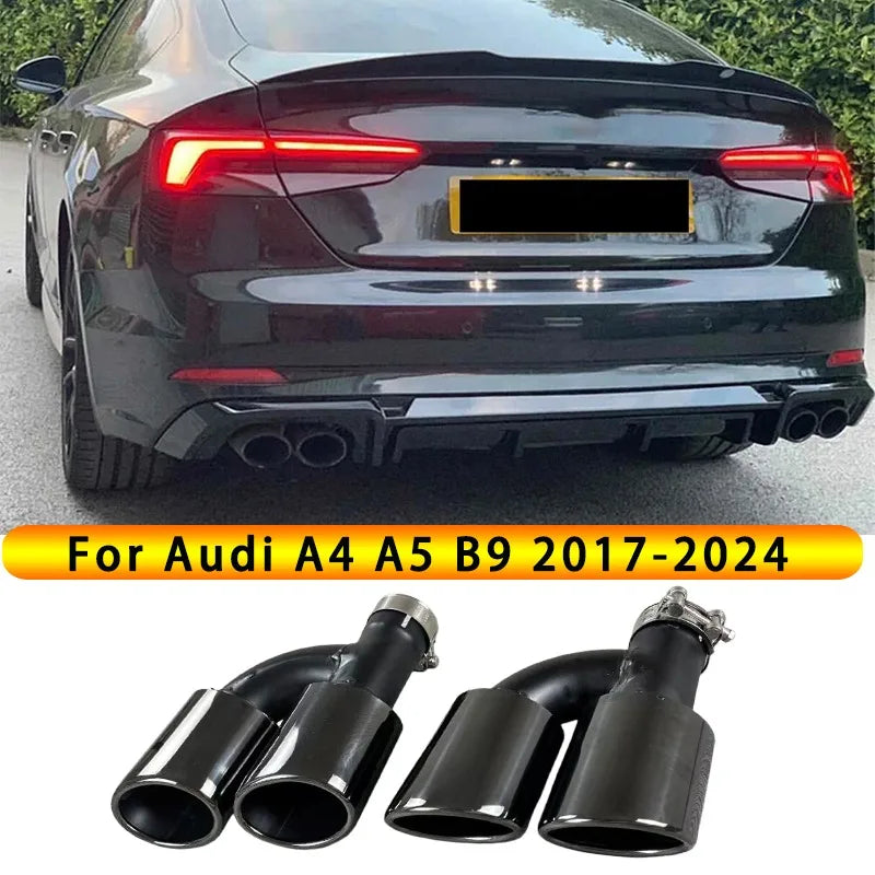 Embouts d'Échappement Audi A4 A5 B9 2017-2024 Double Sortie Noir Brillant