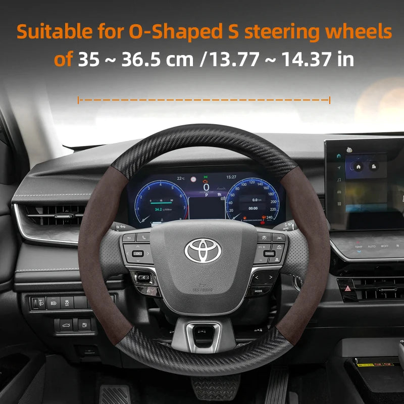Couvre Volant Toyota Yaris, Corolla, C-HR, RAV4, Hilux, Aygo en Daim et Carbone, Tailles S, M et L