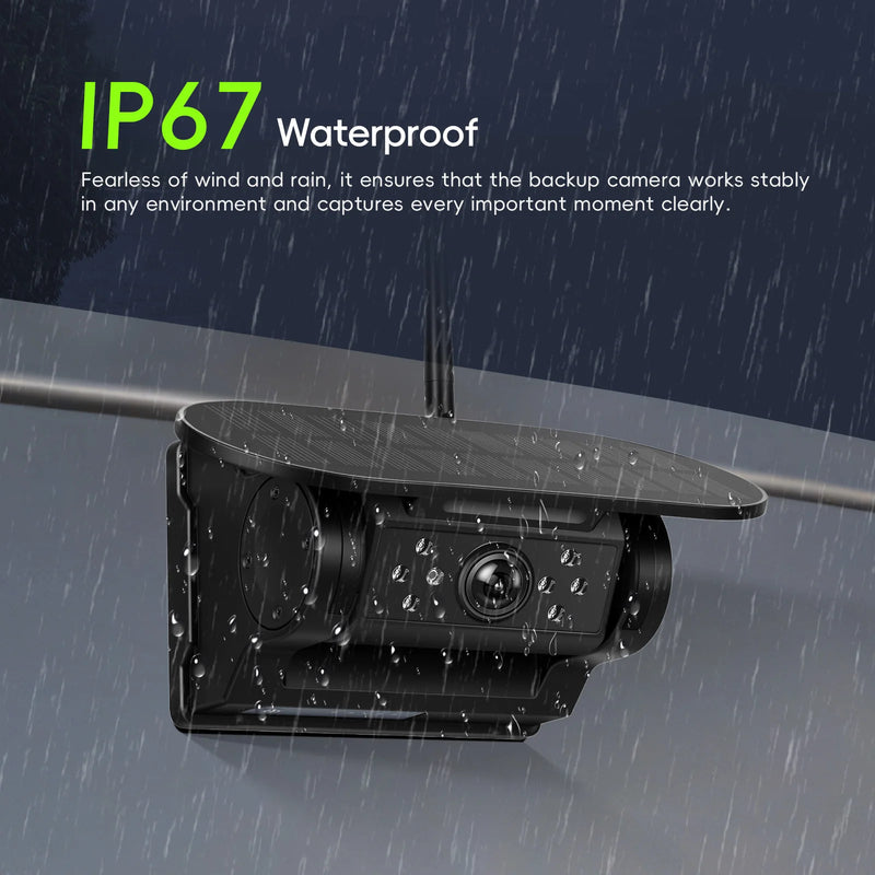 Caméra de Recul Sans Fil à Charge Solaire Podofo 720P WiFi avec Vision Nocturne IP67 Magnétique pour Camping-Car, Voiture et Pick-up