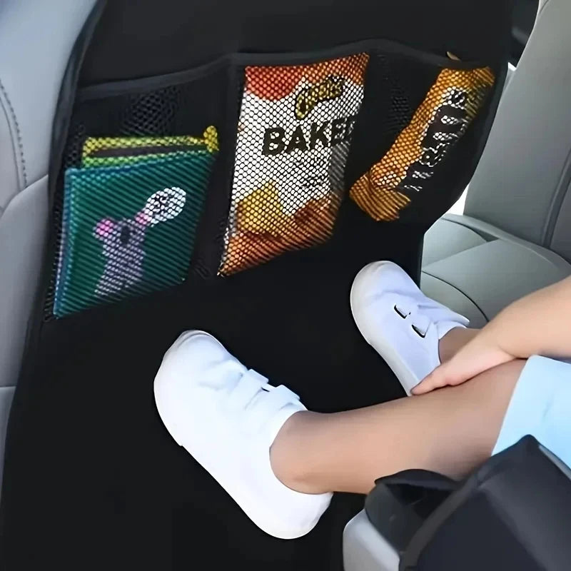 Car Seat Back Organizer Kick-Proof Protection 3 Pockets