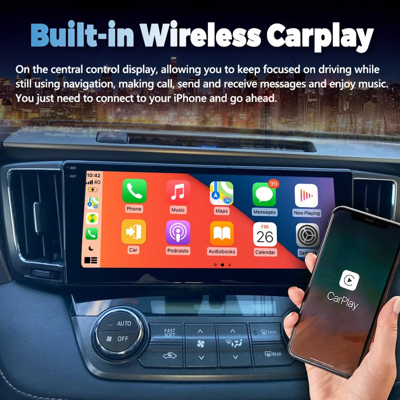 Autoradio Android Écran 10,25 Pouces Toyota RAV4 XA40 2012-2019 CarPlay Sans Fil GPS 4G