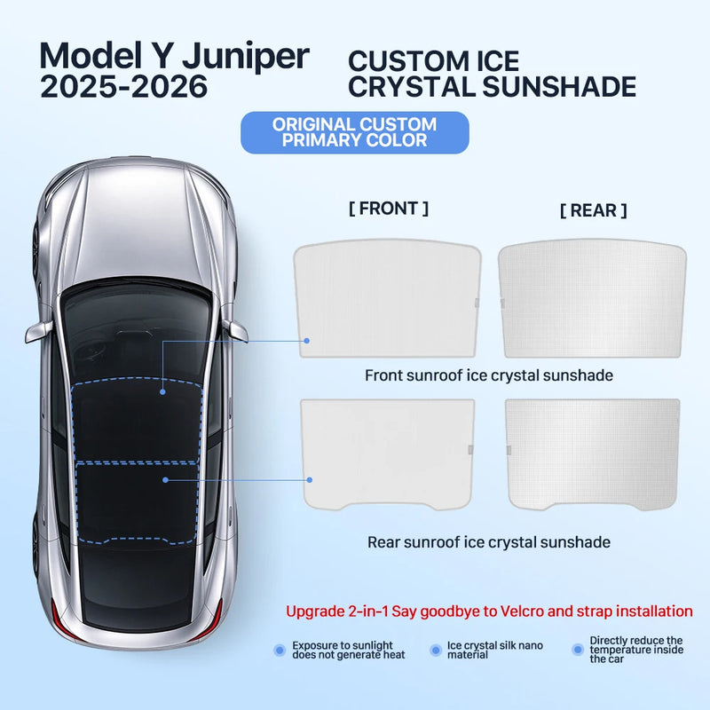 Pare-Soleil de Toit Tesla Model 3 Highland Model Y Juniper Cristal de Glace Noir ou Gris