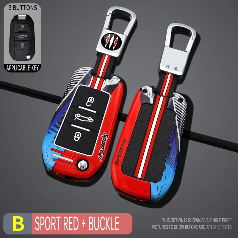 Coque de Protection Clé Peugeot 208 308 408 508 2008 3008 4008 5008 Citroën C3 C4 Cactus C6 C8 Look Sport Rouge ou Noir