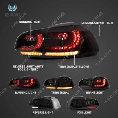 Feux Arrière LED Séquentiel Ambre Volkswagen Golf 6 2008-2014