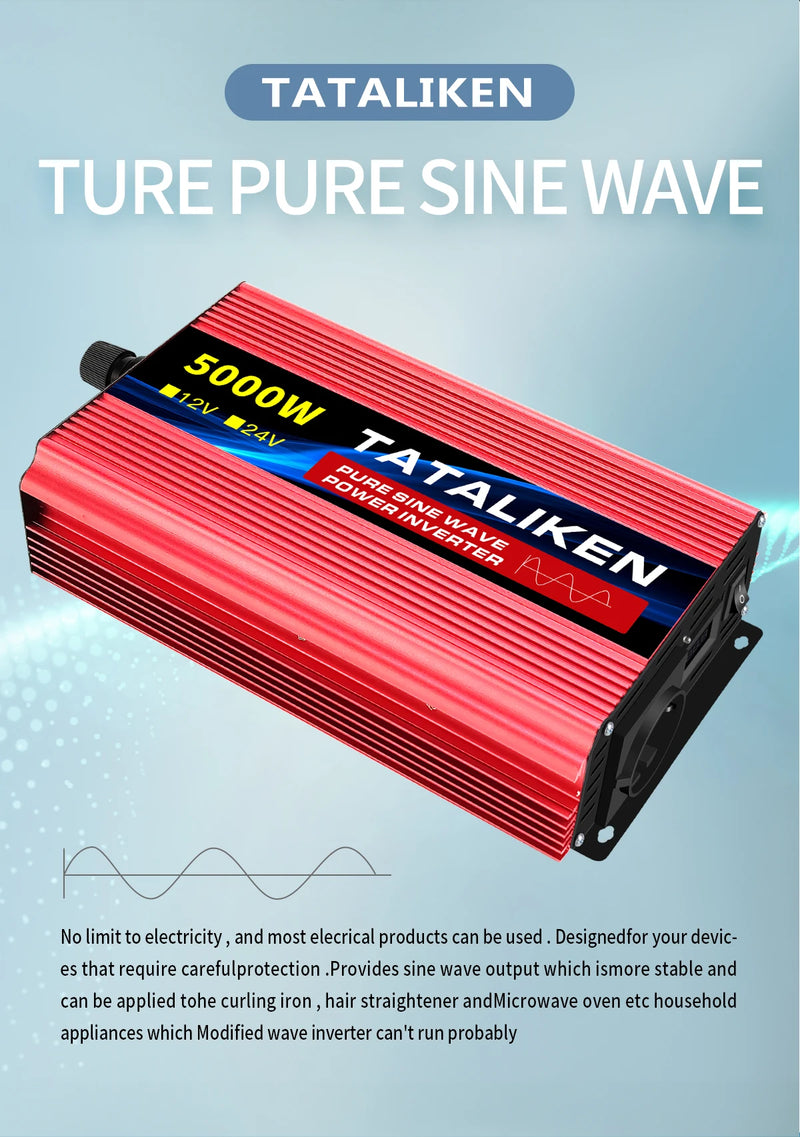 Convertisseur Pur Sinus 12V 24V 220V Voiture 1000 à 8000 W