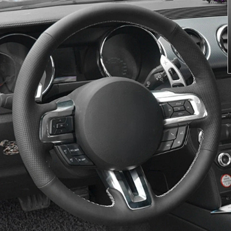 Couvre Volant Ford Mustang et Mustang GT 2015-2019, Cuir Véritable et Daim, à Coudre, 9 Styles