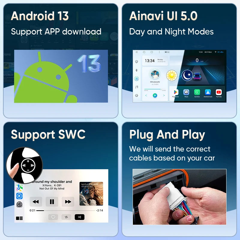 Autoradio Ainavi Android 13 Écran 13,1 Pouces Toyota RAV4 XA50 2019-2025 CarPlay Sans Fil 2K