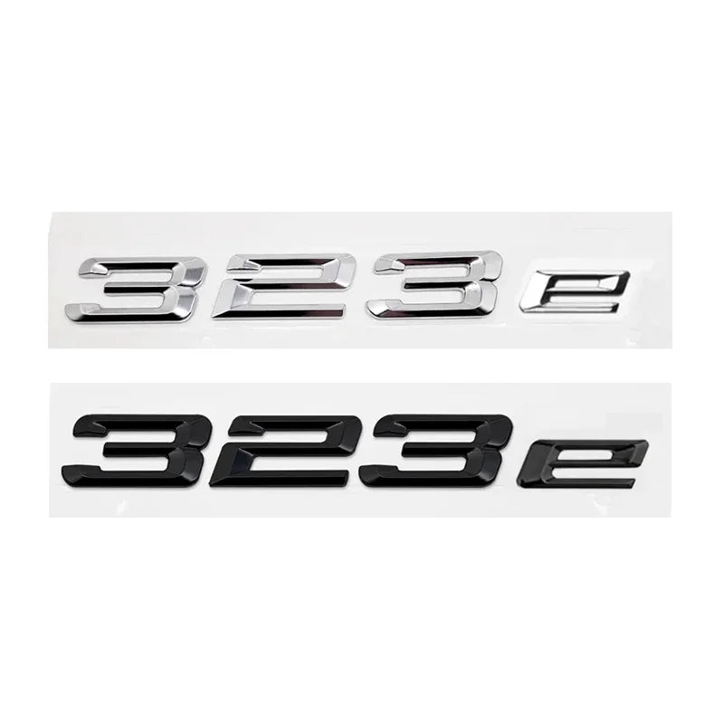 Emblème de Coffre BMW Lettres 316e, 318e, 320e, 330e, 530e, 740e, Noir Brillant ou Argent