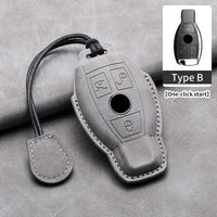 Étui de Protection Clé Mercedes Classe A B C E CLA GLC GLK W204 W205 W212 Cuir Velours