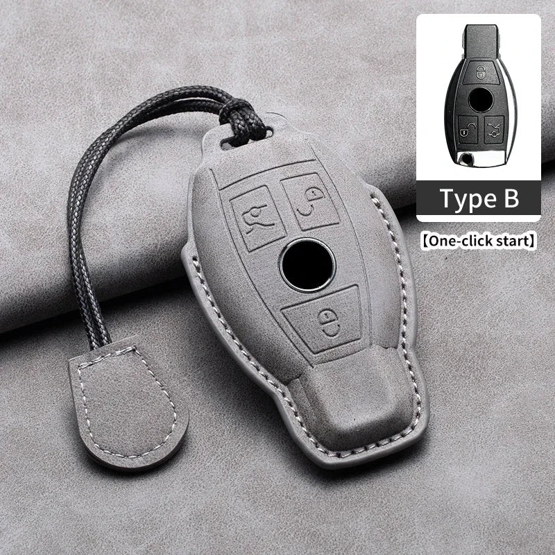 Étui de Protection Clé Mercedes Classe A B C E CLA GLC GLK W204 W205 W212 Cuir Velours