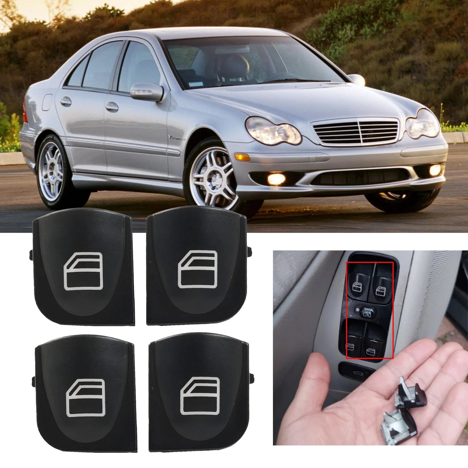 Bouton Lève-Vitre Mercedes Classe C W203 Lot de 4