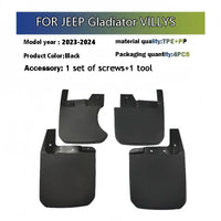 Bavettes Garde-Boue Jeep Gladiator Willys 2023-2025 4 Pièces