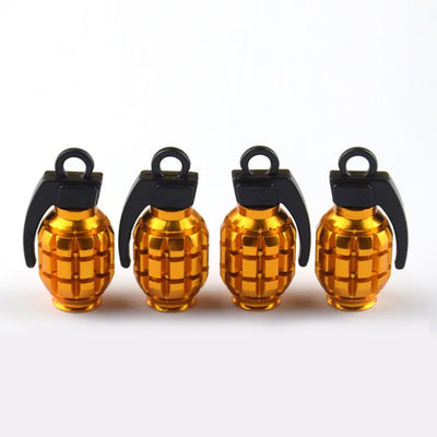Bouchons de Valve Universels Grenade Aluminium Anti-Poussière
