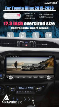 Autoradio Android Écran QLED 12,3 Pouces Toyota Hilux 2015-2023 CarPlay Sans Fil GPS 4G