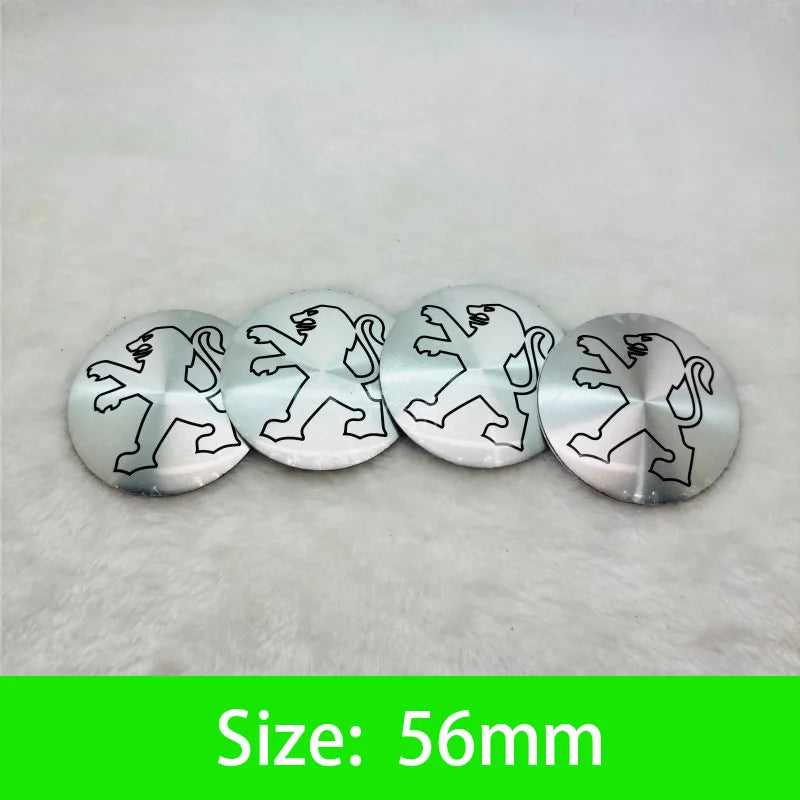 Autocollants Emblème de Moyeu Peugeot Lion 56 60 65 mm Lot de 4