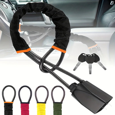 Antivol de Volant Voiture Câble Acier 3 Clés